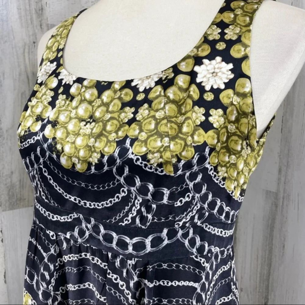 Cabi Pearls Chains 100% Silk Sleeveless Scoop Neck Blouse Top Shirt Sz S‎